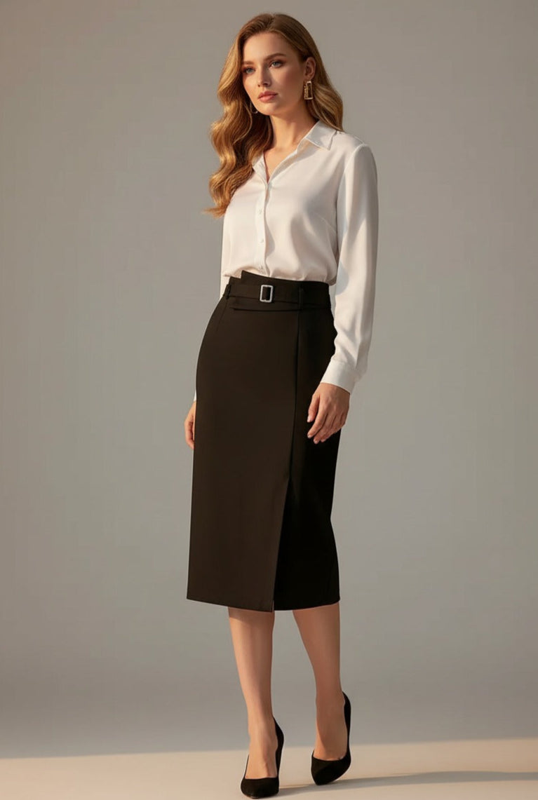 Schicker Maxirock mit hoher Taille und Gürtel