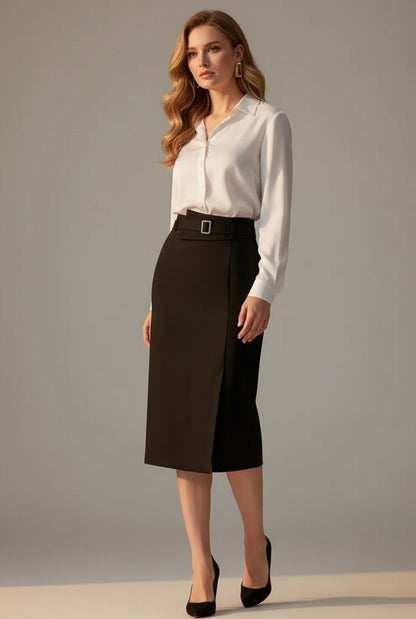 Schicker Maxirock mit hoher Taille und Gürtel