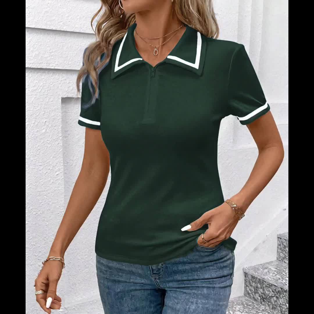 Elegant Noir Blouse with Ivory Highlights
